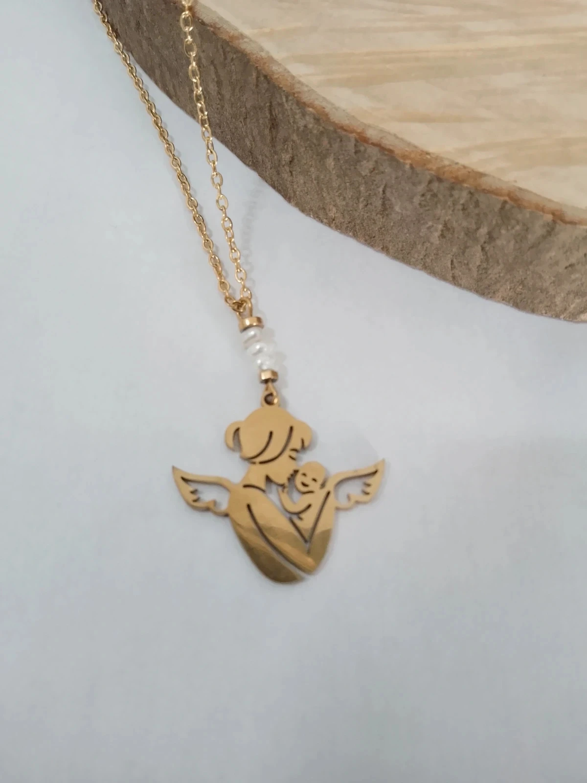 Collier maman ange perles de culture d'eau douce naturelles + carte offerte – photo 2